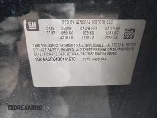 2013 Cadillac ATS with VIN 1G6AA5RX4D0141578, listed as a IAAI auction lot 41406633 with 147,483 mi miles and . Bid and sale history available at DreamBid. Image 9.