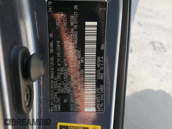 2018 Toyota Highlander Limited with VIN 5TDDZRFH9JS864309, listed as a Copart auction lot 58119095 with 82,617 mi miles and Salvage title. Bid and sale history available at DreamBid. Image 13.