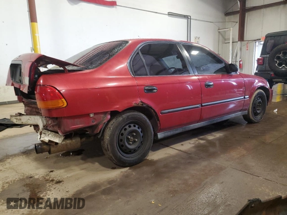 1997 Honda Civic LX with VIN 1HGEJ6671VL019593, listed as a Copart auction lot 49381625 with 252,245 mi miles and Salvage Title. Bid and sale history available at carsss.com. Image 3.
