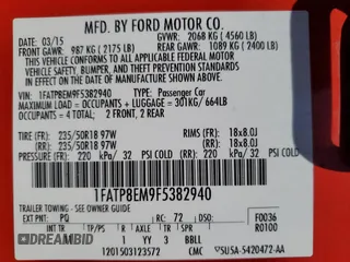 2015 Ford Mustang V6 with VIN 1FATP8EM9F5382940, listed as a Copart auction lot 56762445 with 47,155 mi miles and Salvage title. Bid and sale history available at DreamBid. Image 13.