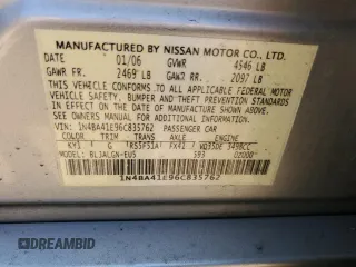 2006 Nissan Maxima SE with VIN 1N4BA41E96C835762, listed as a Copart auction lot 58251175 with 169,378 mi miles and Salvage title. Bid and sale history available at DreamBid. Image 12.