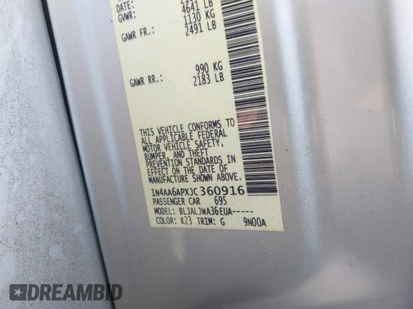2018 Nissan Maxima S z VIN 1N4AA6APXJC360916, wystawiony jako IAAI lot #41543171 z przebiegiem 51 711 mil mil oraz . Historia ofert i sprzedaży dostępna na DreamBid. Obrazek 9.