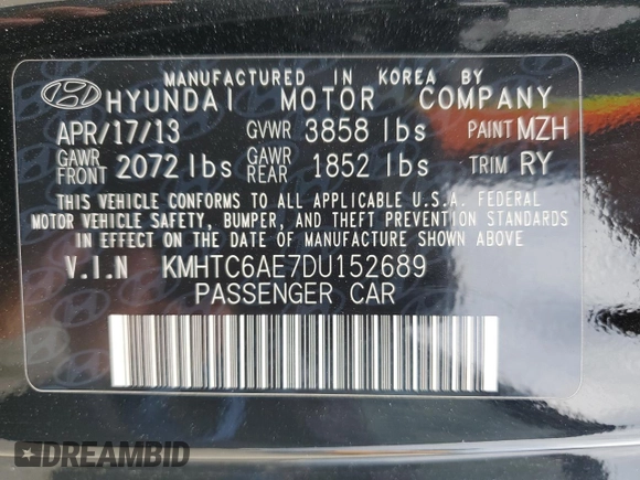 2013 Hyundai Veloster Turbo z VIN KMHTC6AE7DU152689, wystawiony jako Copart lot #51569125 z przebiegiem 102 152 mil mil oraz Szkoda całkowita • Salvage title. Historia ofert i sprzedaży dostępna na DreamBid. Obrazek 13.