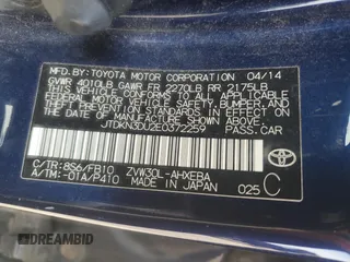 2014 Toyota Prius Four with VIN JTDKN3DU2E0372259, listed as a Copart auction lot 53514355 with 298,989 mi miles and Clean Title. Bid and sale history available at carsss.com. Image 12.