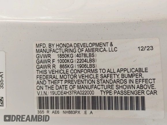 2024 Acura Integra w/A-Spec Package z VIN 19UDE4H37RA022000, wystawiony jako IAAI lot #41027233 z przebiegiem 16 464 mil mil oraz . Historia ofert i sprzedaży dostępna na DreamBid. Obrazek 9.
