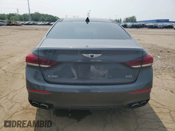 2018 Genesis G80 Sport with VIN KMHGN4JB0JU257124, listed as a Copart auction lot 59428525 with 92,157 mi miles and Salvage title. Bid and sale history available at DreamBid. Image 6.