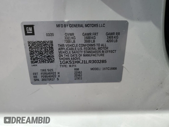 2020 GMC Yukon XL Denali with VIN 1GKS1HKJ1LR303285, listed as a Copart auction lot 71786914 with 132,278 mi miles and Salvage Title. Bid and sale history available at carsss.com. Image 13.