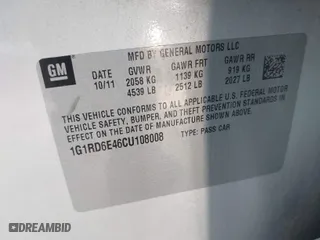 2012 Chevrolet Volt with VIN 1G1RD6E46CU108008, listed as a IAAI auction lot 42035635 with 135,631 mi miles. Bid and sale history available at carsss.com. Image 9.
