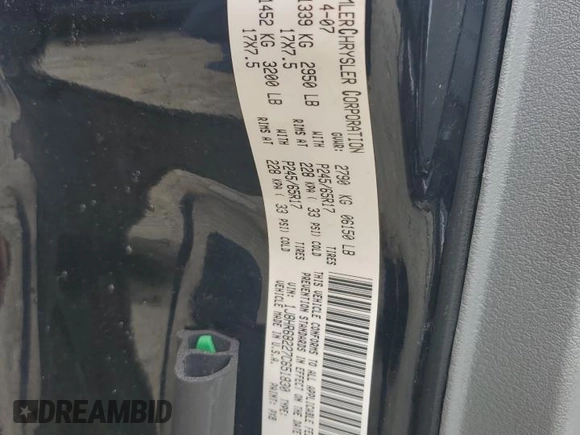 2007 Jeep Grand Cherokee Overland with VIN 1J8HR68227C651830, listed as a Copart auction lot 62403725 with 147,827 mi miles and Salvage title. Bid and sale history available at DreamBid. Image 12.