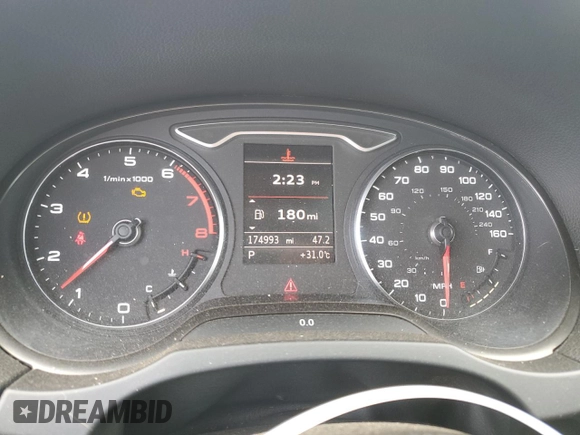 2015 Audi A3 Premium with VIN WAUACGFF3F1002003, listed as a Copart auction lot 57387135 with 174,993 mi miles and Salvage title. Bid and sale history available at DreamBid. Image 9.