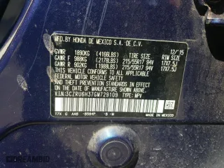 2016 Honda HR-V LX with VIN 3CZRU6H37GM729109, listed as a Copart auction lot 51066695 with 107,857 mi miles and Salvage Title. Bid and sale history available at carsss.com. Image 15.