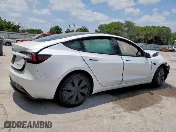2025 Tesla Model 3 Long Range with VIN 5YJ3E1EB2SF882842, listed as a Copart auction lot 58424635 with 10,817 mi miles and Salvage title. Bid and sale history available at DreamBid. Image 3.