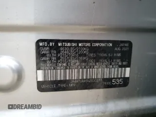 2022 Mitsubishi Eclipse Cross ES z VIN JA4ATUAA5NZ030277, wystawiony jako Copart lot #54392625 z przebiegiem 67 428 mil mil oraz Szkoda całkowita • Salvage title. Historia ofert i sprzedaży dostępna na DreamBid. Obrazek 14.