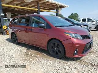 2020 Toyota Sienna SE with VIN 5TDXZ3DC4LS030663, listed as a Copart auction lot 60213385 with 51,633 mi miles and Salvage title. Bid and sale history available at DreamBid. Image 4.