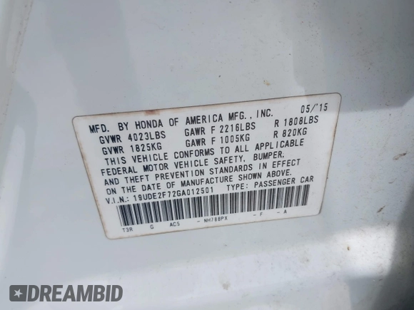 2016 Acura ILX Premium с VIN 19UDE2F72GA012501, выставлен на аукционе IAAI как лот 42485526 с пробегом 101 354 миль миль и . История ставок и продаж доступна на DreamBid. Изображение 9.