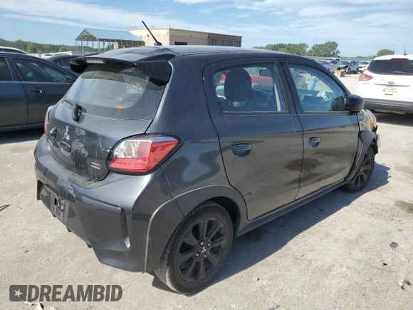 2024 Mitsubishi Mirage Black Edition with VIN ML32AWHJ5RH003144, listed as a Copart auction lot 63340375 with 80,712 mi miles and Salvage title. Bid and sale history available at DreamBid. Image 3.