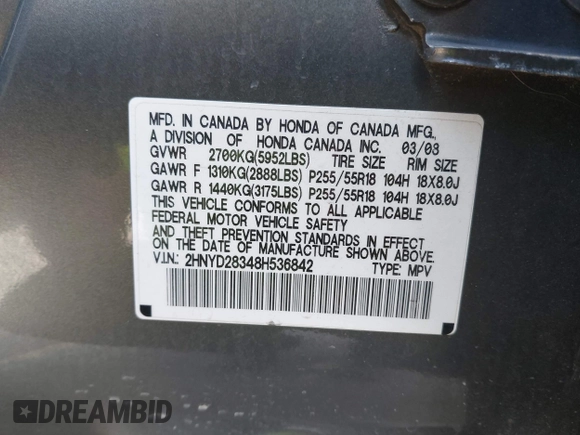 2008 Acura MDX Tech Pkg with VIN 2HNYD28348H536842, listed as a IAAI auction lot 42100906 with 179,050 mi miles. Bid and sale history available at carsss.com. Image 9.