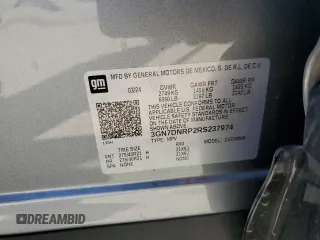 2024 Chevrolet Equinox EV RS z VIN 3GN7DNRP2RS237974, wystawiony jako Copart lot #71756094 z przebiegiem 2024 mil mil oraz Szkody całkowita. Historia ofert i sprzedaży dostępna na DreamBid. Obrazek 13.
