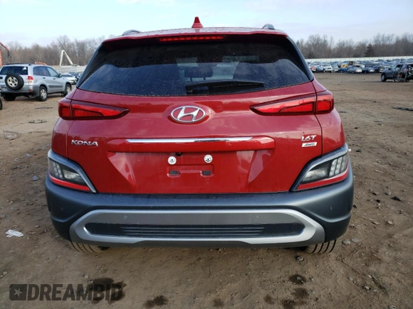 2022 Hyundai Kona Limited with VIN KM8K5CA34NU910962, listed as a Copart auction lot 40102183 with 9,438 mi miles. Bid and sale history available at carsss.com. Image 6.