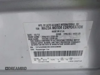 2012 Mazda 6 i Sport with VIN 1YVHZ8BH6C5M33690, listed as a IAAI auction lot 41317059 with 181,020 mi miles and . Bid and sale history available at carsss.com. Image 9.
