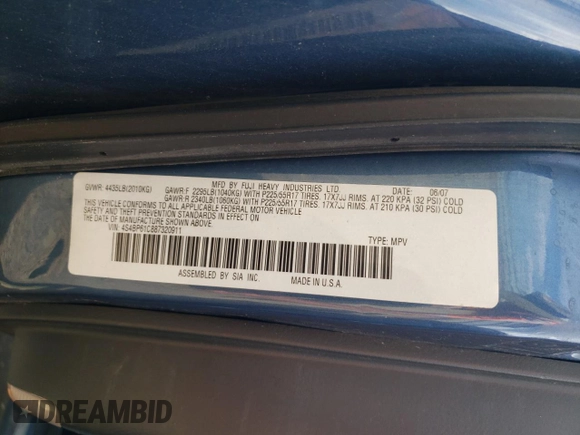 2008 Subaru Outback i with VIN 4S4BP61C887320911, listed as a Copart auction lot 61021325 with 90,264 mi miles and Clean title. Bid and sale history available at DreamBid. Image 13.