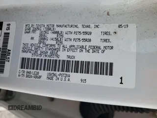 2019 Toyota Tundra SR5 z VIN 5TFAY5F19KX853792, wystawiony jako Copart lot #88676095 z przebiegiem 56 109 mil mil oraz Szkoda całkowita • Salvage title. Historia ofert i sprzedaży dostępna na DreamBid. Obrazek 12.