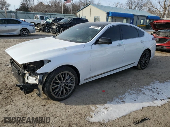 2018 Genesis G80 Sport with VIN KMHGN4JB1JU233446, listed as a Copart auction lot 44555625 with 89,291 mi miles and Salvage title. Bid and sale history available at DreamBid. Image 1.