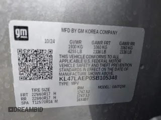 2025 Buick Envista Preferred с VIN KL47LAEP0SB105348, выставлен на аукционе IAAI как лот 42169601 с пробегом 7 075 миль миль и . История ставок и продаж доступна на DreamBid. Изображение 9.