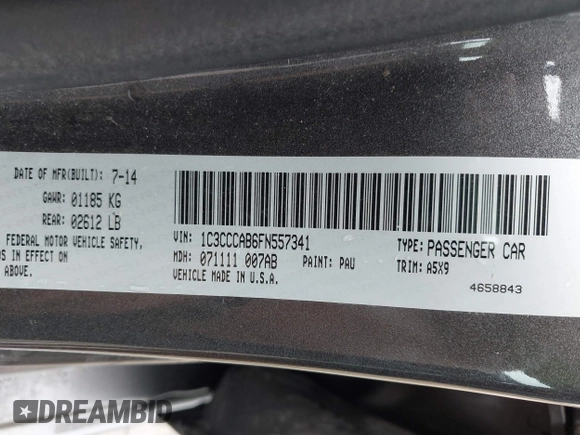 2015 Chrysler 200 Limited with VIN 1C3CCCAB6FN557341, listed as a IAAI auction lot 42585791 with 90,594 mi miles and . Bid and sale history available at DreamBid. Image 9.