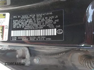 2020 Lexus ES with VIN 58ADZ1B1XLU070884, listed as a IAAI auction lot 41795531 with 76,483 mi miles. Bid and sale history available at carsss.com. Image 9.