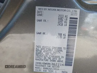 2024 Nissan Altima 2.5 SV with VIN 1N4BL4DW6RN362216, listed as a IAAI auction lot 41960770 with 7,966 mi miles. Bid and sale history available at carsss.com. Image 9.