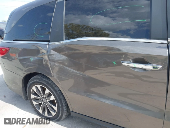 2022 Honda Odyssey EX-L with VIN 5FNRL6H77NB031502, listed as a IAAI auction lot 41706098 with 57,074 mi miles and . Bid and sale history available at DreamBid. Image 18.
