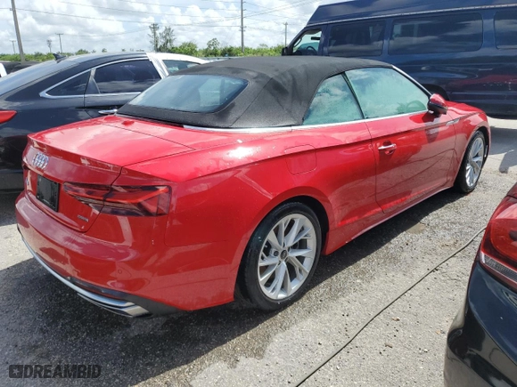 2021 Audi A5 Cabriolet Premium with VIN WAU2AGF54MN001837, listed as a Copart auction lot 59504924 with NaN miles and Non Repairable. Bid and sale history available at carsss.com. Image 3.