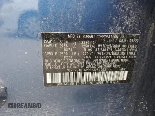 2022 Subaru Outback Touring XT с VIN 4S4BTGPD0N3261003, выставлен на аукционе Copart как лот 56917525 с пробегом 62 054 миль миль и Списание • Salvage title. История ставок и продаж доступна на DreamBid. Изображение 12.