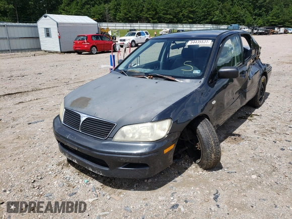 2002 Mitsubishi Lancer LS with VIN JA3AJ36EX2U002399, listed as a Copart auction lot 54435531 with 106,937 mi miles and Salvage Title. Bid and sale history available at carsss.com. Image 2.