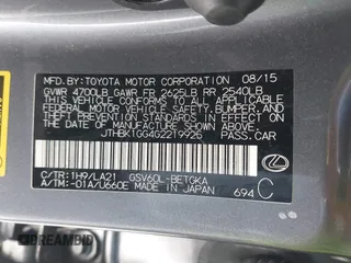 2016 Lexus ES 350 with VIN JTHBK1GG4G2219925, listed as a IAAI auction lot 41894213 with 137,306 mi miles. Bid and sale history available at carsss.com. Image 9.