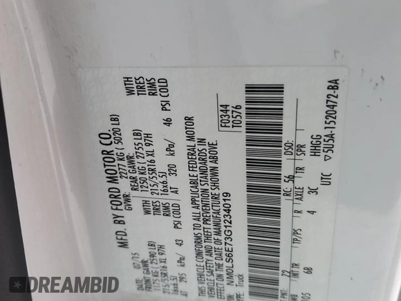 2016 Ford Transit Connect XL with VIN NM0LS6E73G1234019, listed as a Copart auction lot 45547435 with 129,159 mi miles and Salvage title. Bid and sale history available at DreamBid. Image 13.