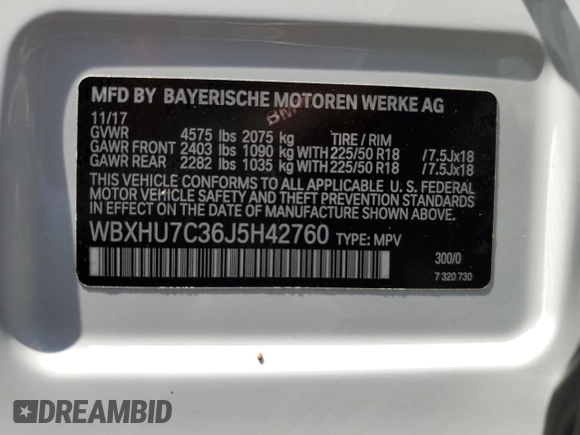 2018 BMW X1 sDrive28i with VIN WBXHU7C36J5H42760, listed as a Copart auction lot 49616663 with 89,603 mi miles and . Bid and sale history available at DreamBid. Image 14.