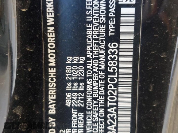 2023 BMW 4 Series 430i z VIN WBA23AT02PCL58336, wystawiony jako Copart lot #50940835 z przebiegiem 22 680 mil mil oraz Szkoda całkowita • Salvage title. Historia ofert i sprzedaży dostępna na DreamBid. Obrazek 14.