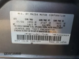 2006 Mazda 3 S Sport with VIN JM1BK144861475484, listed as a Copart auction lot 82910244 with 171,515 mi miles and Salvage Title. Bid and sale history available at DreamBid. Image 12.