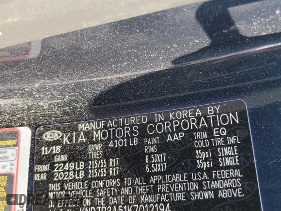 2019 Kia Soul + with VIN KNDJP3A51K7012194, listed as a Copart auction lot 54384145 with 26,242 mi miles and Salvage Title. Bid and sale history available at DreamBid. Image 13.