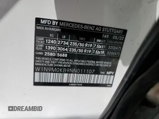 2022 Mercedes-Benz EQB 300 z VIN W1N9M0KB9NN011107, wystawiony jako Copart lot #60896714 z przebiegiem 25 781 mil mil oraz Szkoda całkowita • Salvage title. Historia ofert i sprzedaży dostępna na DreamBid. Obrazek 12.
