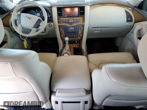 2012 Infiniti QX56 7-passenger with VIN JN8AZ2NF3C9519101, listed as a Copart auction lot 53105715 with 114,204 mi miles and Salvage Title. Bid and sale history available at DreamBid. Image 8.