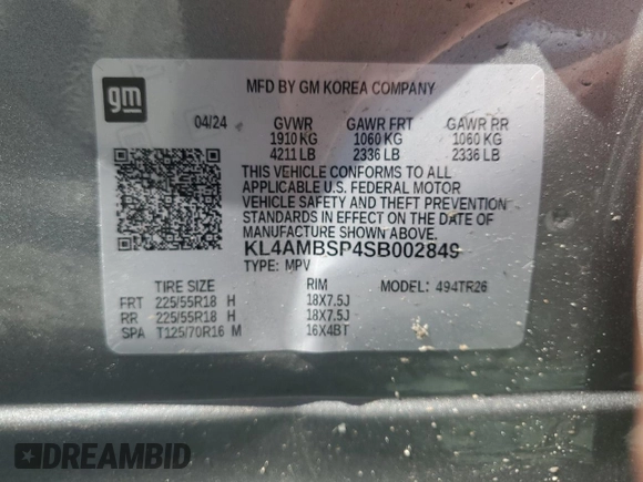 2025 Buick Encore GX Preferred with VIN KL4AMBSP4SB002849, listed as a Copart auction lot 57385015 with 2,966 mi miles and Salvage title. Bid and sale history available at DreamBid. Image 13.