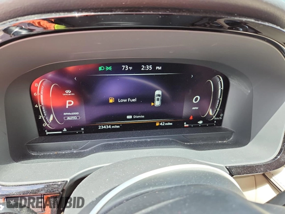 2022 Infiniti QX60 Sensory with VIN 5N1DL1GS0NC331233, listed as a Copart auction lot 61033025 with 23,434 mi miles and Salvage title. Bid and sale history available at DreamBid. Image 9.