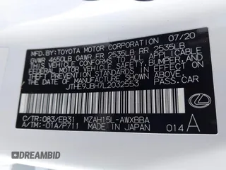 2020 Lexus UX 250h F Sport with VIN JTHE9JBH7L2032553, listed as a IAAI auction lot 41687347 with Not provided miles and . Bid and sale history available at DreamBid. Image 9.