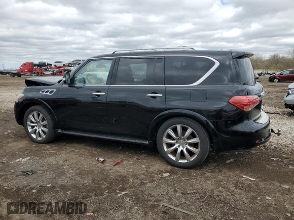 2012 Infiniti QX56 7-passenger z VIN JN8AZ2NE5C9021621, wystawiony jako Copart lot #53484825 z przebiegiem 139 453 mil mil oraz Szkoda całkowita • Salvage title. Historia ofert i sprzedaży dostępna na DreamBid. Obrazek 2.