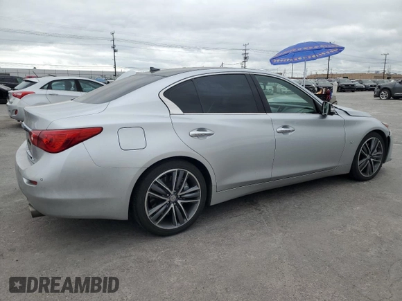 2015 Infiniti Q50 Sport with VIN JN1BV7AP7FM343293, listed as a Copart auction lot 53559645 with 123,386 mi miles and Salvage title. Bid and sale history available at DreamBid. Image 3.