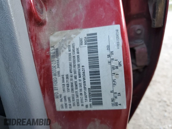 1998 Ford Escort LX с VIN 1FAFP10PXWW306319, выставлен на аукционе Copart как лот 80460064 с пробегом 200 107 миль миль и Списание • Salvage title. История ставок и продаж доступна на DreamBid. Изображение 13.