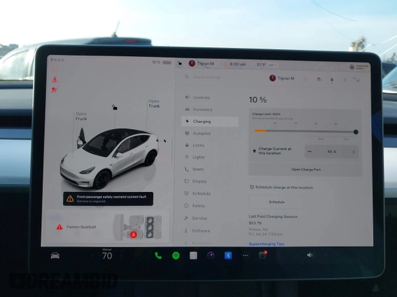 2023 Tesla Model Y Performance with VIN 7SAYGDEF0PF839468, listed as a IAAI auction lot 41609263 with 25,434 mi miles and . Bid and sale history available at DreamBid. Image 18.